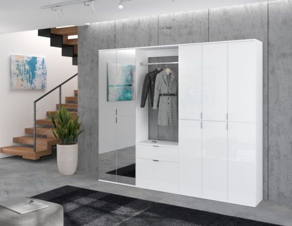 Kleiderschrank SystemX in wei� Hochglanz Mehrzweckschrank 122 x 193 cm