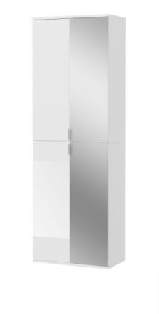 Garderobenschrank mit Spiegel SystemX in wei� Hochglanz Schuhschrank mit Spiegelt�r 60 x 193 cm