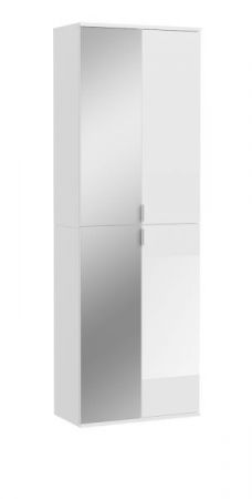 Garderobenschrank mit Spiegel SystemX in wei� Hochglanz Schuhschrank mit Spiegelt�r 60 x 193 cm