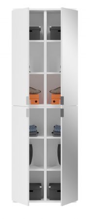 Garderobenschrank mit Spiegel SystemX in wei� Hochglanz Schuhschrank mit Spiegelt�r 60 x 193 cm