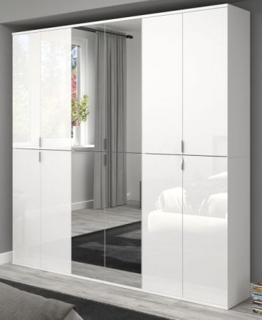 Garderobe mit Spiegel SystemX in wei� Hochglanz Mehrzweckschrank 183 x 193 cm