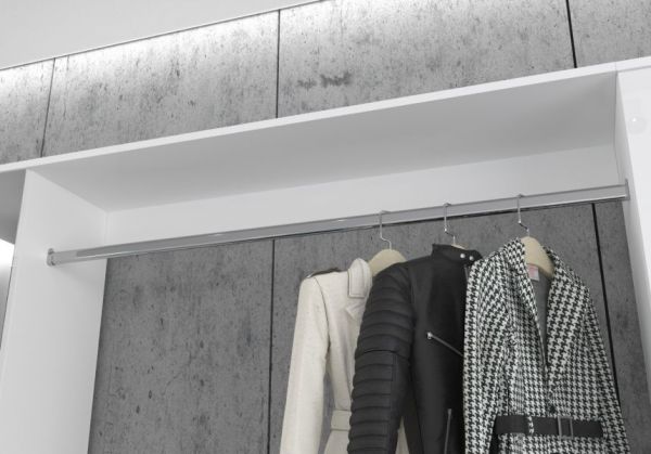 Garderobenschrank mit Spiegel SystemX in wei� Hochglanz Flurgarderobe mit Spiegelt�r 183 x 193 cm