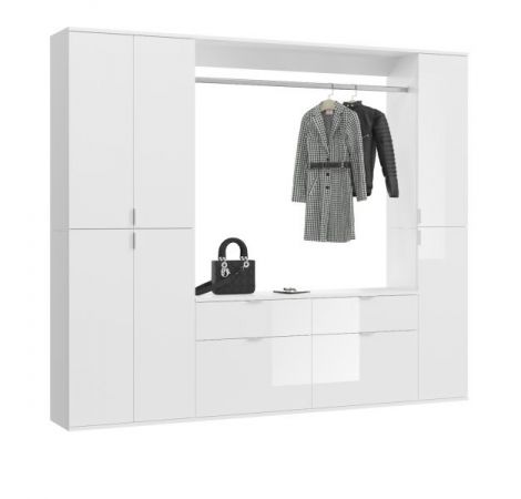 Garderobenschrank SystemX in wei� Hochglanz Schuhschrank 212 x 193 cm
