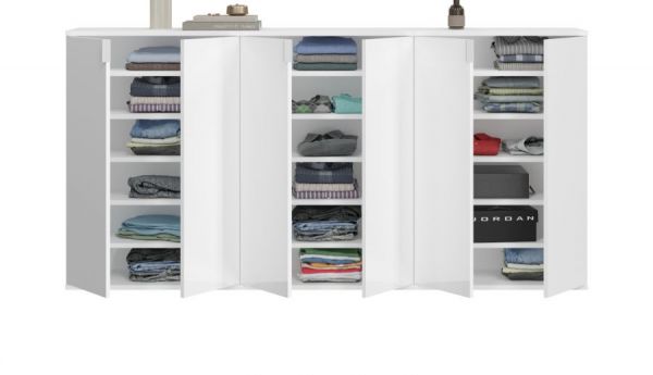 Sideboard SystemX in wei� Hochglanz Kommode Mehrzweckschrank 183 x 99 cm