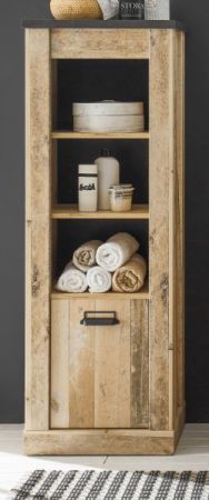 Badezimmer Regal Stove in Used Wood hell und anthrazit Midischrank 51 x 146 cm