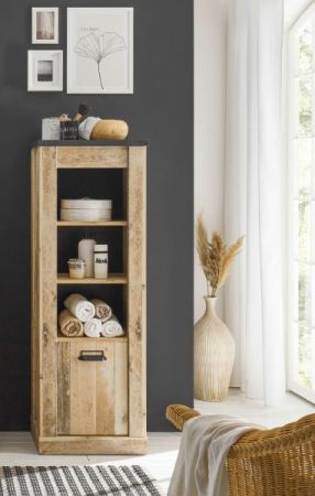 Badezimmer Regal Stove in Used Wood hell und anthrazit Midischrank 51 x 146 cm