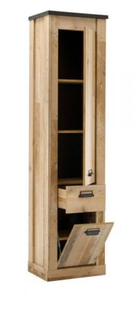 Badezimmer Hochschrank Stove in Used Wood hell und anthrazit Badschrank 51 x 201 cm