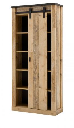 Badm�bel Set 5-teilig Stove in Used Wood hell und anthrazit Badkombination MIT Waschbecken und LED Spiegellampe