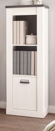 Regal Stove in wei� Pinie und anthrazit Landhaus Regalschrank 51 x 146 cm