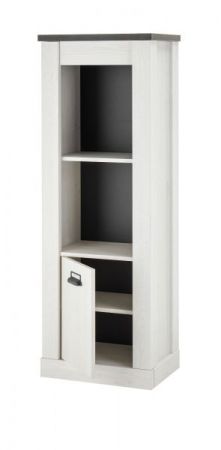 Regal Stove in wei� Pinie und anthrazit Landhaus Regalschrank 51 x 146 cm