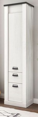 Stauraumschrank Stove in wei� Pinie und anthrazit Landhaus Mehrzweckschrank 51 x 201 cm