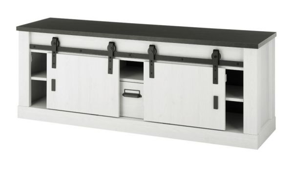 TV-Lowboard Stove in wei� Pinie und anthrazit Landhaus TV Unterteil in Komforth�he 162 x 61 cm