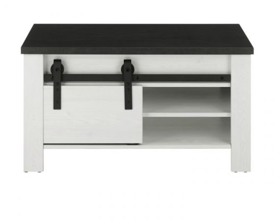 Couchtisch Stove in wei� Pinie und anthrazit Landhaus Beistelltisch 93 x 60 cm