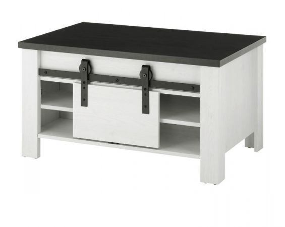 Couchtisch Stove in wei� Pinie und anthrazit Landhaus Beistelltisch 93 x 60 cm