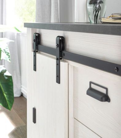 Sideboard Stove in wei� Pinie und anthrazit Landhaus Kommode 162 x 91 cm