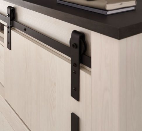 Garderobe Sitzbank Stove in wei� Pinie und anthrazit Landhaus Garderobenbank 93 x 46 cm