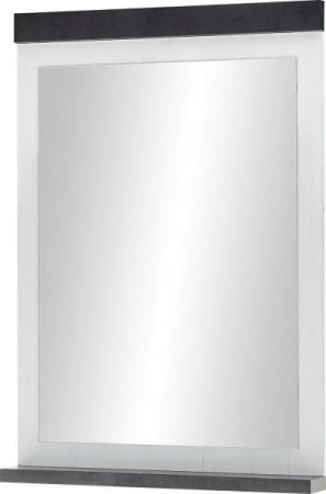 Garderobenspiegel Stove in wei� Pinie und anthrazit Landhaus Wandspiegel mit Ablage 66 x 95 cm