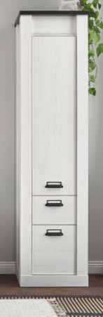 Schuhschrank Stove in wei� Pinie und anthrazit Landhaus Flurschrank 51 x 201 cm Mehrzweckschrank