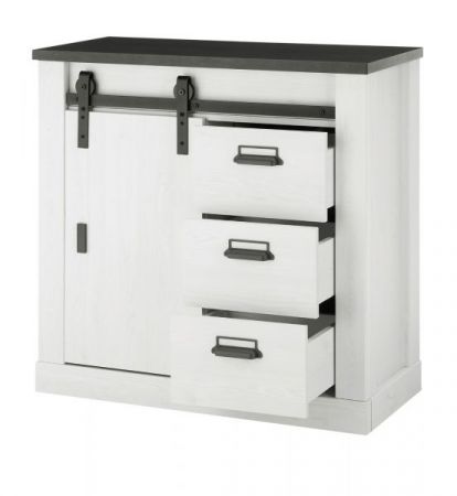 Garderobe Set 2-teilig Stove in wei� Pinie und anthrazit Landhaus Garderobenkombination mit Kommode und Spiegel