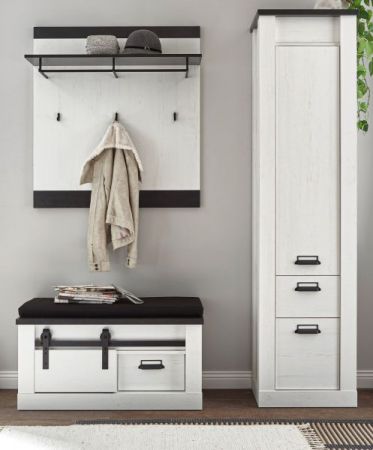 Garderobe Set 4-teilig Stove in wei� Pinie und anthrazit Landhaus Garderobenkombination 164 x 201 cm