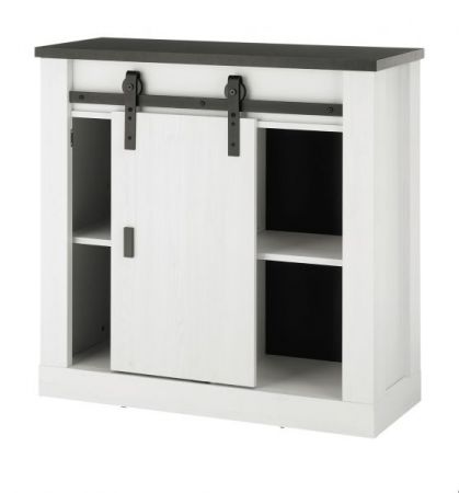 Aktenschrank Stove in wei� Pinie und anthrazit Landhaus B�ro Kommode 93 x 91 cm