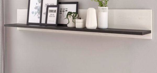 B�roregal Stove in wei� Pinie und anthrazit Landhaus B�ro Wandregal 160 cm