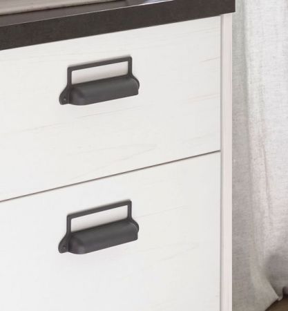 Schreibtisch Set mit Rollcontainer Stove in wei� Pinie und anthrazit Landhaus
