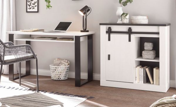 B�rom�bel Set Stove in wei� Pinie und anthrazit Landhaus mit Aktenschrank