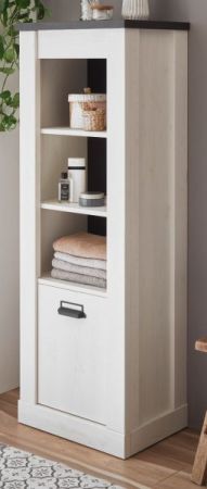 Badezimmer Regal Stove in wei� Pinie und anthrazit Landhaus Midischrank 51 x 146 cm