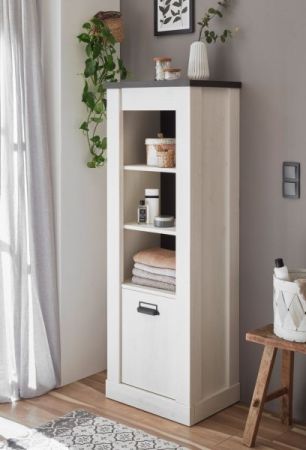 Badezimmer Regal Stove in wei� Pinie und anthrazit Landhaus Midischrank 51 x 146 cm