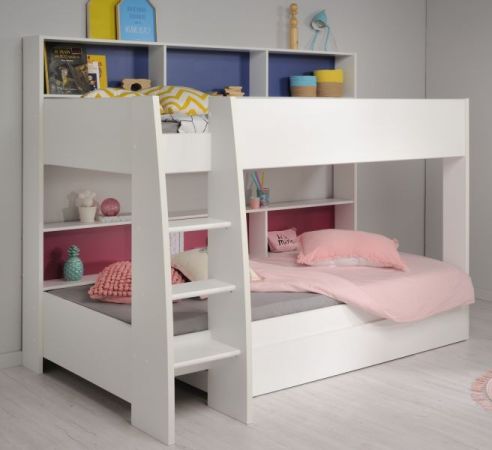 Parisot Etagenbett TamTam11 in wei� mit blau oder pink Kinder und Jugendzimmer Hochbett 208 x 164 cm