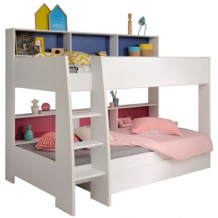 Parisot Etagenbett TamTam11 in wei� mit blau oder pink Kinder und Jugendzimmer Hochbett 208 x 164 cm