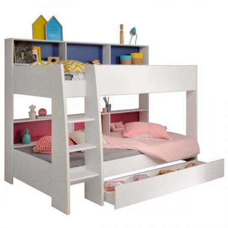 Parisot Etagenbett TamTam11 in wei� mit blau oder pink Kinder und Jugendzimmer Hochbett 208 x 164 cm