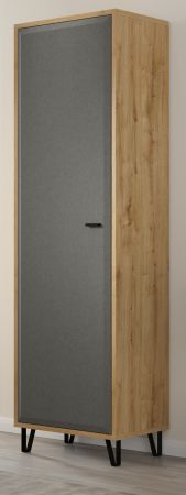 Garderobenschrank Blanshe in Filz grau und Eiche Navarra Garderobe oder gro�er Schuhschrank 60 x 200 cm