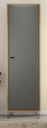 Garderobenschrank Blanshe in Filz grau und Eiche Navarra Garderobe oder gro�er Schuhschrank 60 x 200 cm