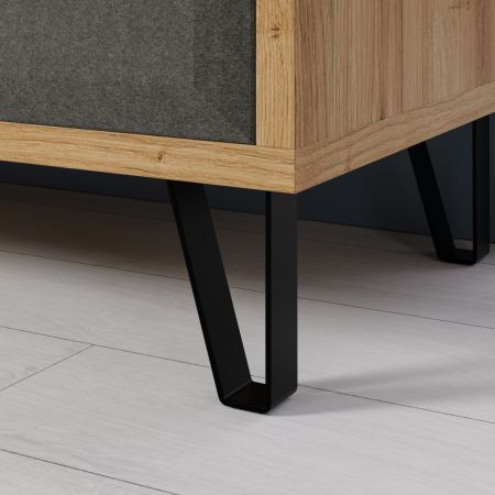 Garderobenschrank Blanshe in Filz grau und Eiche Navarra Garderobe oder gro�er Schuhschrank 60 x 200 cm