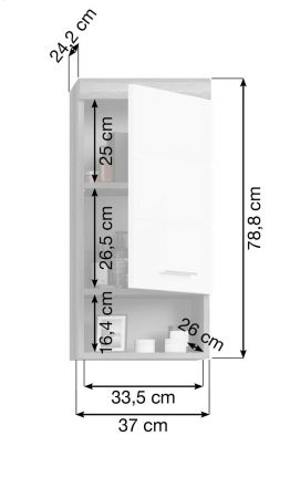 Badezimmer H�ngeschrank Shawn in wei� Hochglanz und Rauchsilber grau Badschrank 37 x 79 cm