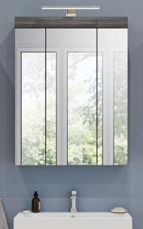 Badezimmer Spiegelschrank Shawn in Rauchsilber grau Badschrank 3-t�rig 60 x 79 cm