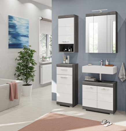 Badezimmer Spiegelschrank Shawn in Rauchsilber grau Badschrank 3-t�rig 60 x 79 cm