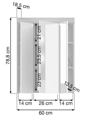 Badezimmer Spiegelschrank Shawn in Rauchsilber grau Badschrank 3-t�rig 60 x 79 cm