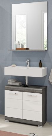 Badezimmer Spiegel Shawn in Rauchsilber grau Badspiegel mit Ablage 60 x 79 cm