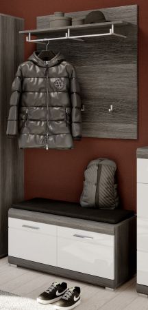 Garderobenpaneel Shawn in Rauchsilber grau Wandgarderobe 90 x 98 cm