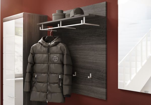 Garderobe Set 4-teilig Shawn in wei� Hochglanz und Rauchsilber grau Garderobenkombination 195 x 197 cm