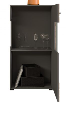 Vitrine Freno in Nox Eiche und Basalt grau matt Wohn- und Esszimmer Standvitrine 60 x 118 cm