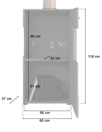 Vitrine Freno in Nox Eiche und Basalt grau matt Wohn- und Esszimmer Standvitrine 60 x 118 cm