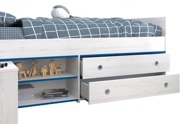 Parisot Kinder- und Jugendzimmer Smoozy27 in wei� Kiefer mit blau oder pink Komplett-Set 3-teilig