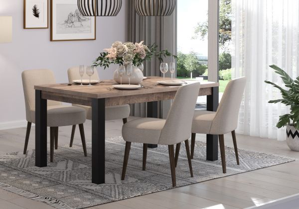 Esstisch Concrete in Eiche Tabak und schwarz K�chentisch 160 x 90 cm