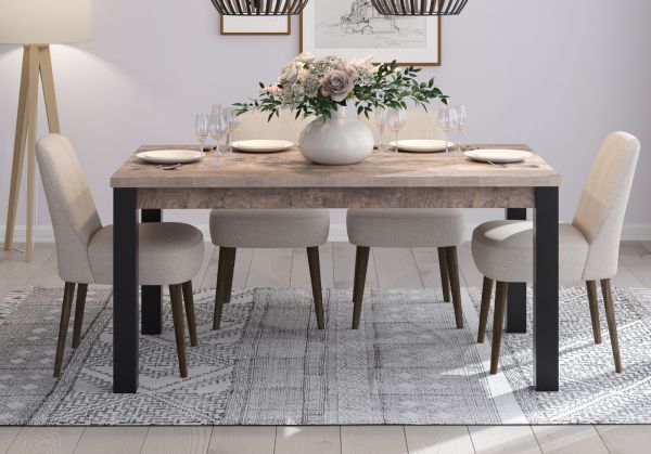 Esstisch Concrete in Eiche Tabak und schwarz K�chentisch 160 x 90 cm