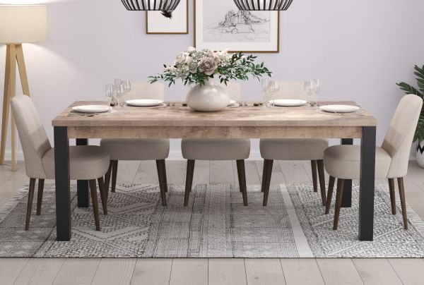 Esstisch Concrete in Eiche Tabak und schwarz K�chentisch 200 x 100 cm