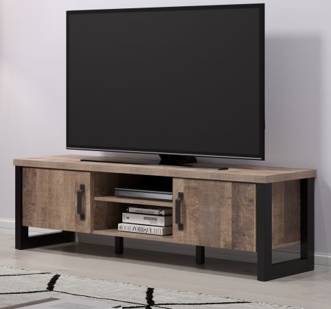 TV-Lowboard Concrete in Eiche Tabak und schwarz TV Unterteil 166 x 50 cm